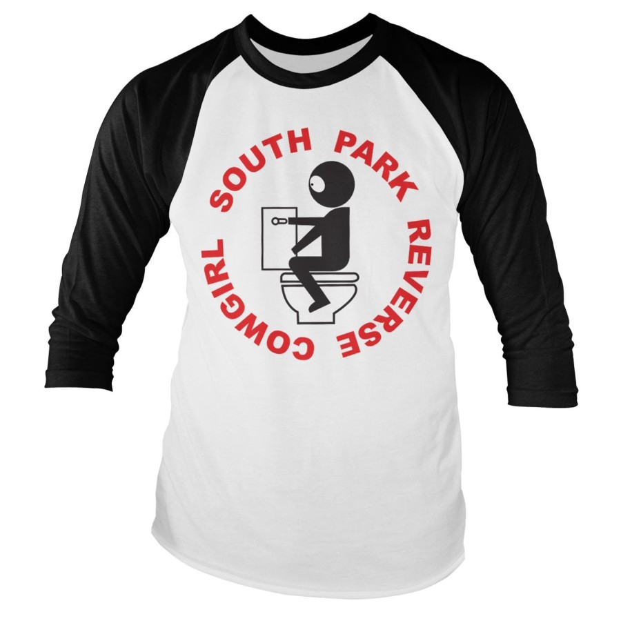 Mann Shirtstore | South Park Reverse Cowgirl Baseball Long Sleeve Tee White-Black