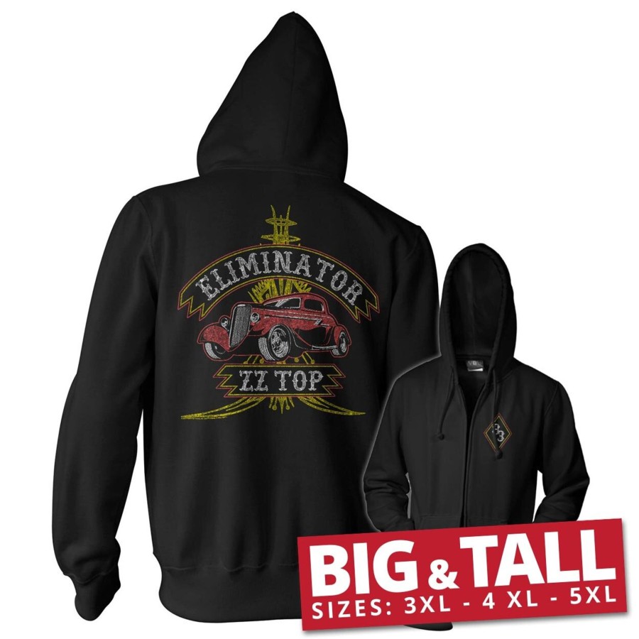 Mann Shirtstore | Zz Top - Pinstripe Eliminator 83 Big & Tall Zipped Hoodie Black