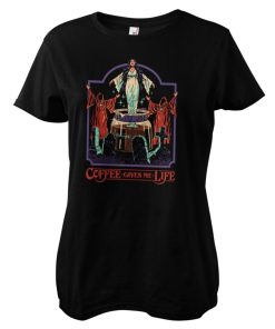 Kvinna Shirtstore | Coffee Gives Me Life Girly Tee Black