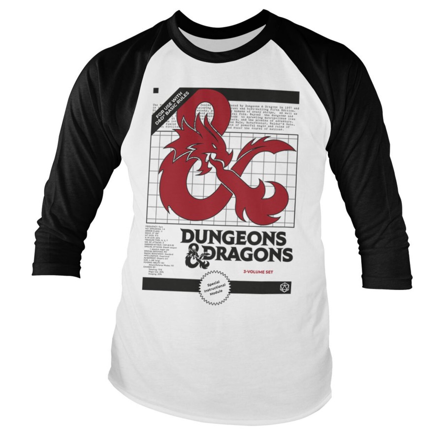 Mann Shirtstore | Dungeons & Dragons - 3 Volume Set Baseball Long Sleeve Tee Whiteblack