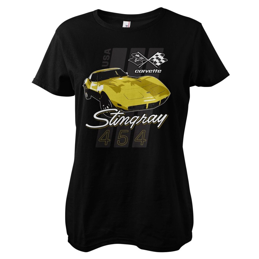 Kvinna Shirtstore | Corvette Stingray 454 Girly Tee Black