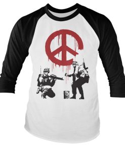 Mann Shirtstore | Soldiers Painting Cnd Sign Baseball Long Sleeve Tee Whiteblack