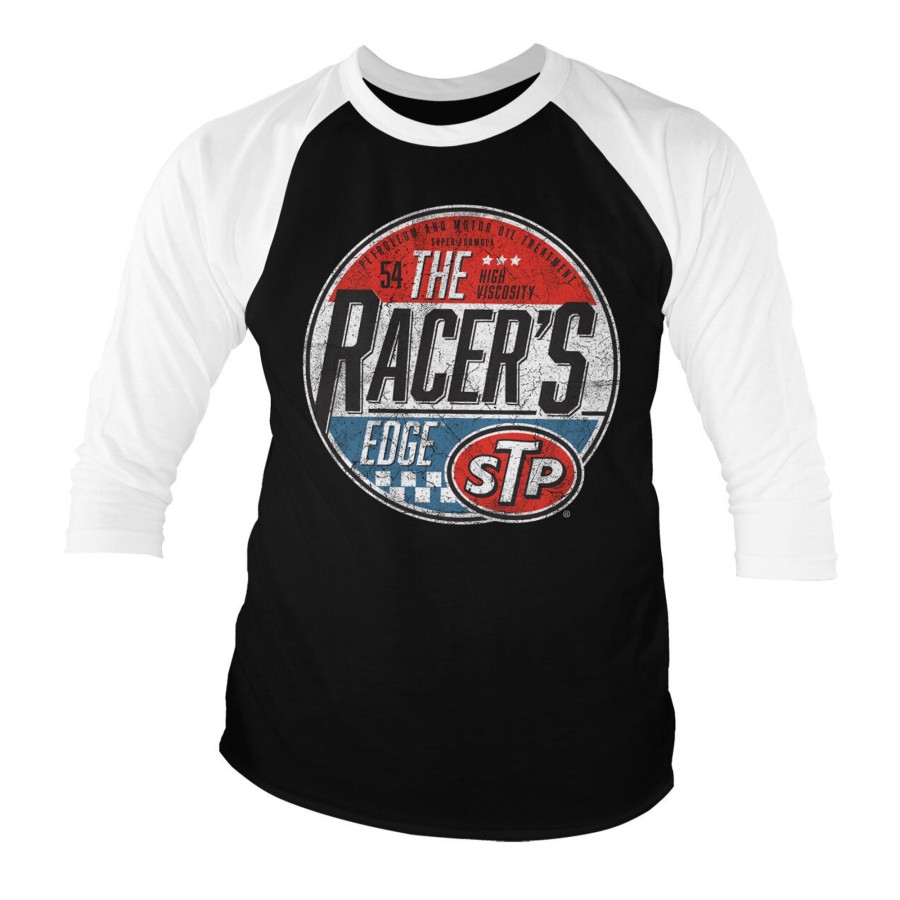 Mann Shirtstore | Stp - The Racer'S Edge Baseball 3/4 Sleeve Tee White-Black