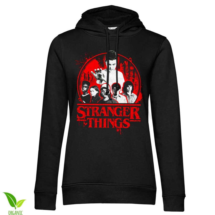 Kvinna Shirtstore | Stranger Things Distressed Girls Hoodie Black