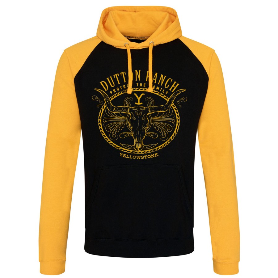 Mann Shirtstore | Yellowstone - Protect The Family Baseball Hoodie Blackyellow