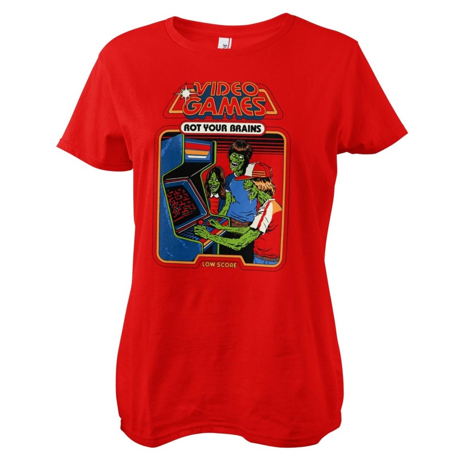 Kvinna Shirtstore | Video Games Rot Your Brains Girly Tee Red