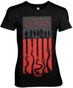Kvinna Shirtstore | Stranger Things Flag Girly Tee Black