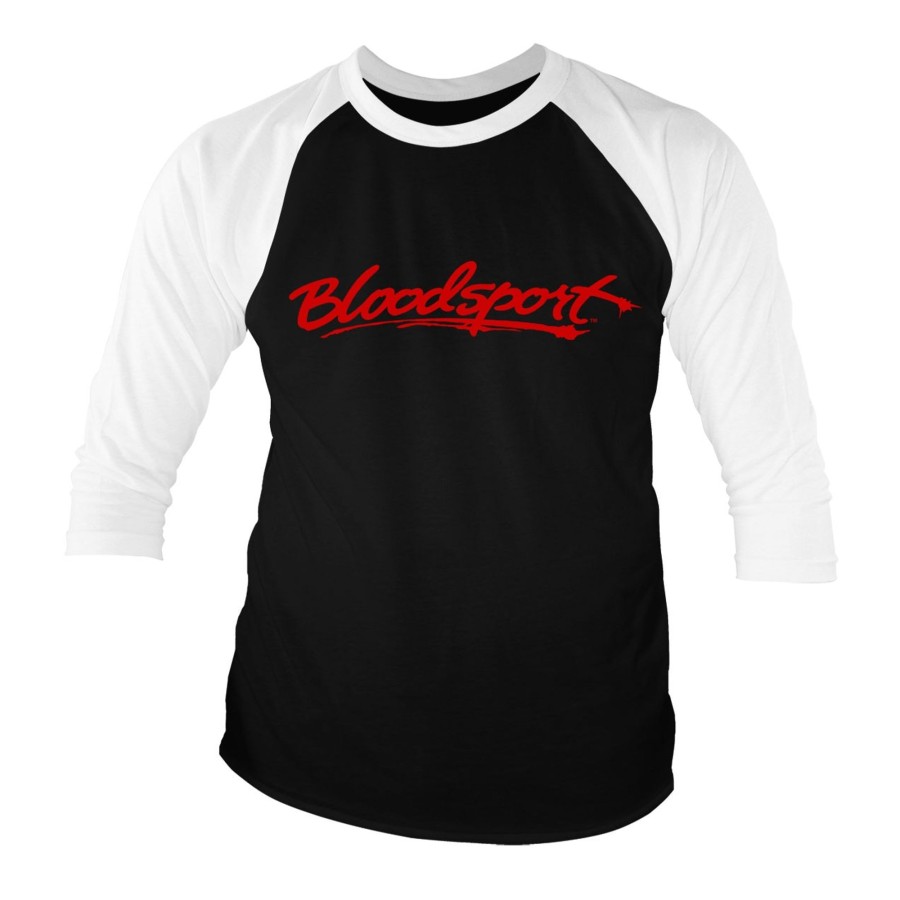 Mann Shirtstore | Bloodsport Logo Baseball 3/4 Sleeve Tee White-Black