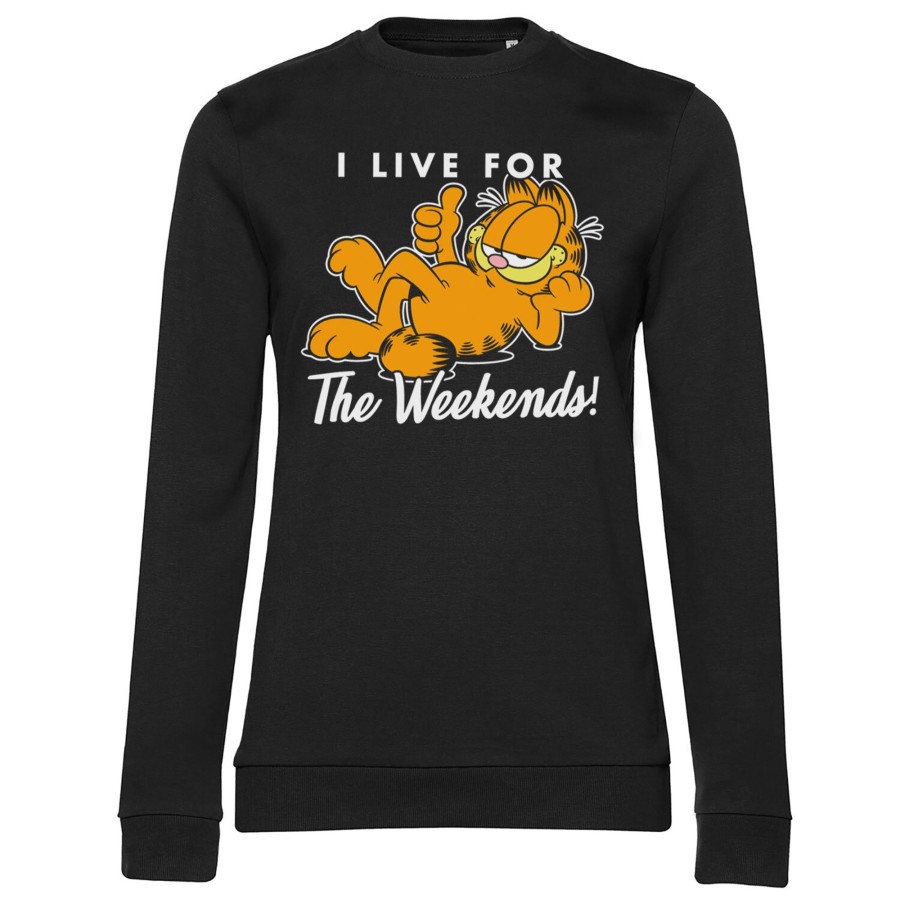 Kvinna Shirtstore | Garfield - Live For The Weekend Girly Sweatshirt Black