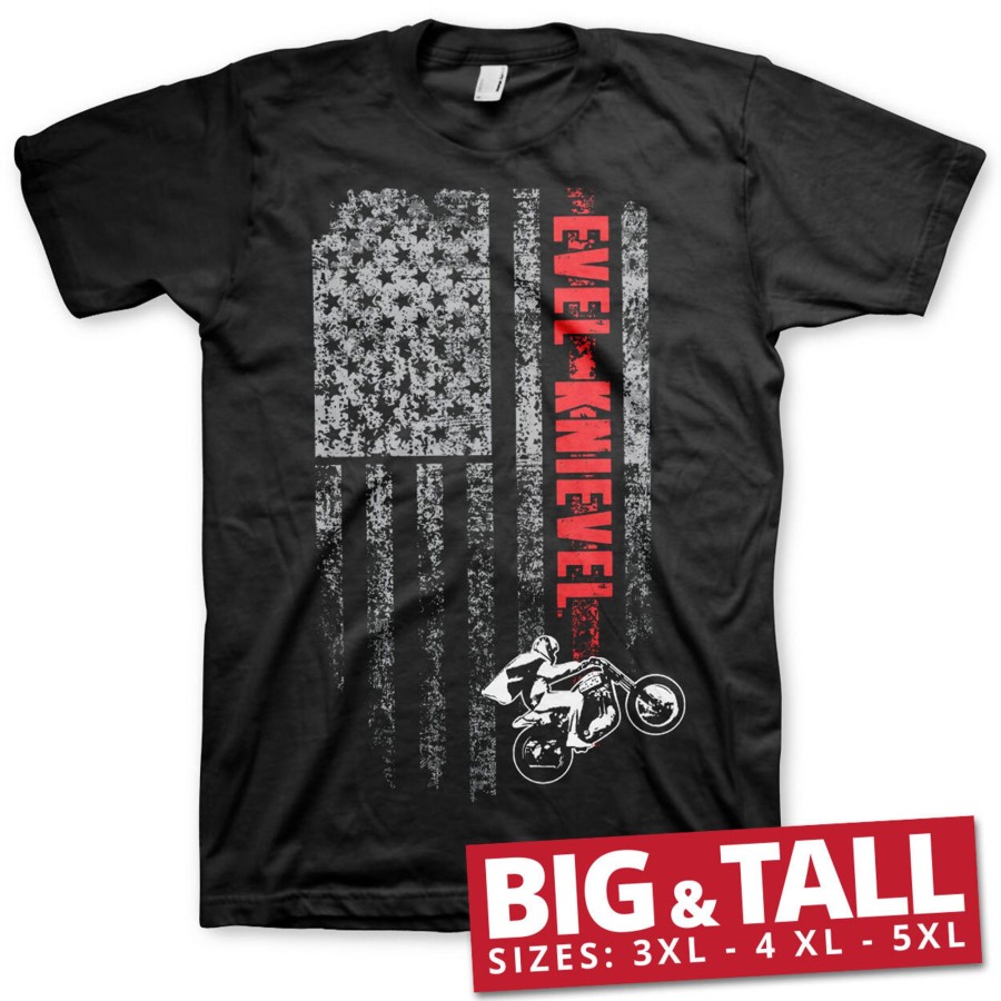 Mann Shirtstore | Evel Knievel Flag Big & Tall T-Shirt Black