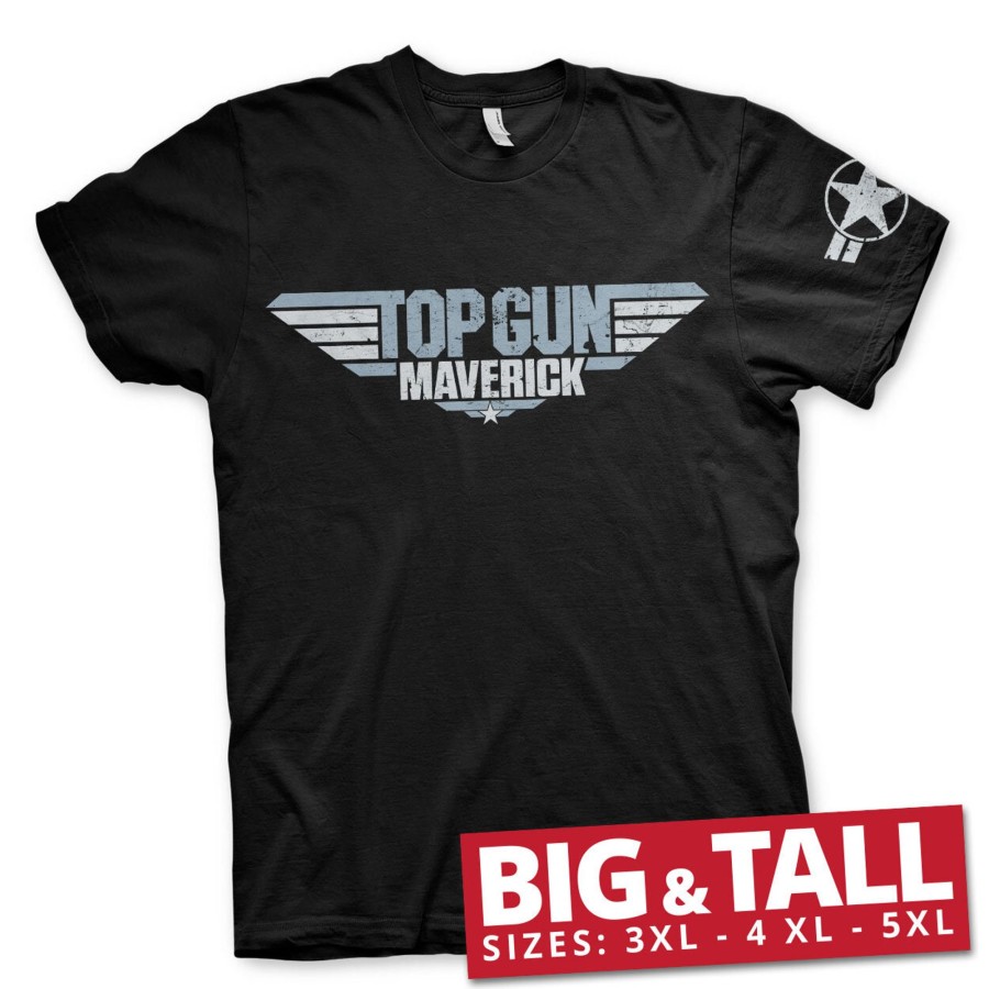 Mann Shirtstore | Top Gun Maverick Distressed Logo Big & Tall T-Shirt Black