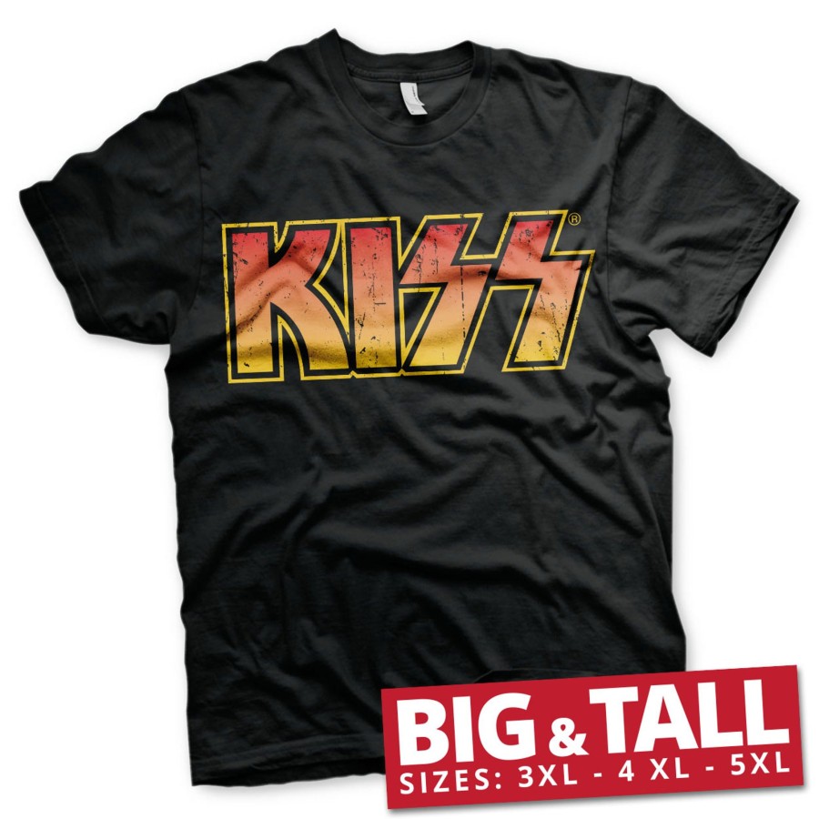 Mann Shirtstore | Kiss Distressed Logotype Big & Tall T-Shirt Black