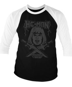 Mann Shirtstore | He-Man Black On Black Baseball 3/4 Sleeve Tee Whiteblack