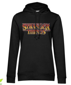 Kvinna Shirtstore | Stranger Things Fire Logo Girls Hoodie Black