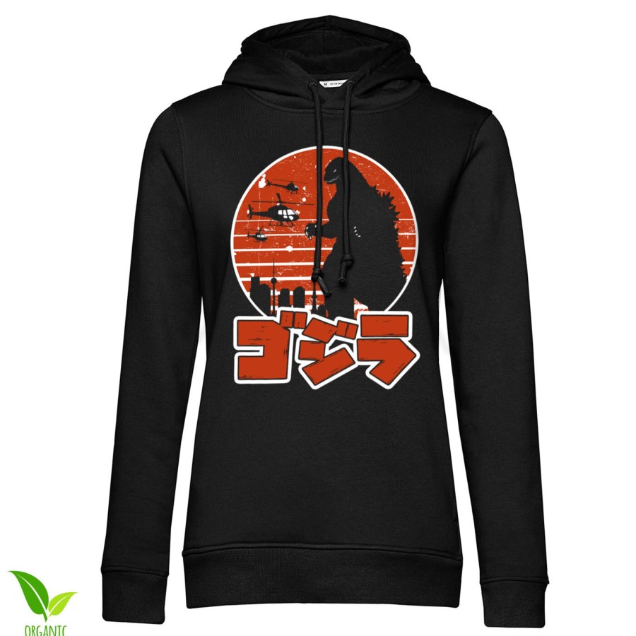 Kvinna Shirtstore | Godzilla Japanese Logo Girls Hoodie Black