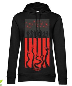 Kvinna Shirtstore | Stranger Things Flag Girls Hoodie Black