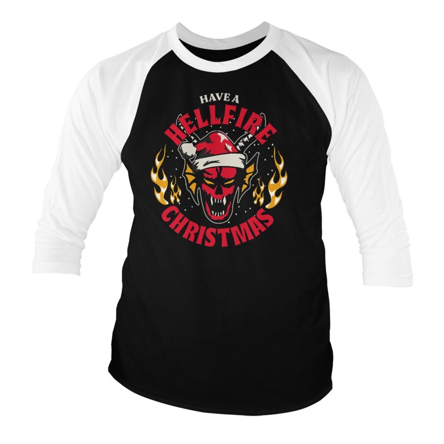 Mann Shirtstore | Have A Hellfire Christmas Baseball 3/4 Sleeve Tee Whiteblack