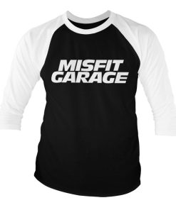 Mann Shirtstore | Misfit Garage Logo Baseball 3/4 Sleeve Tee White-Black