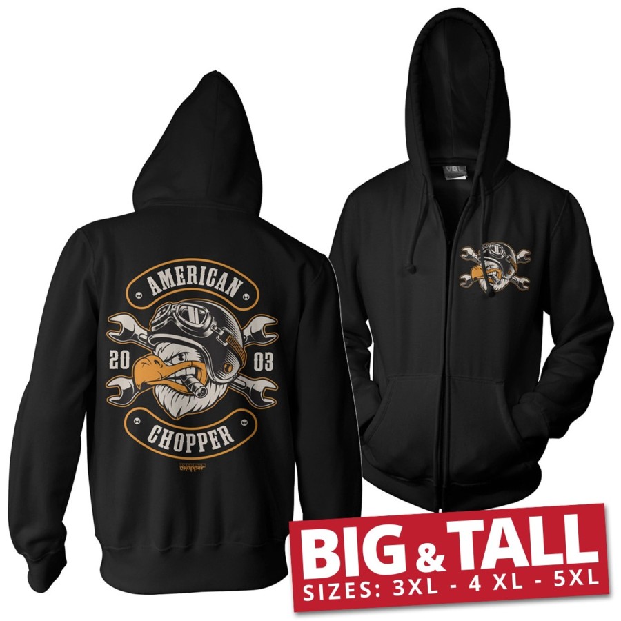 Mann Shirtstore | American Chopper - Cigar Eagle Big & Tall Zipped Hoodie Black