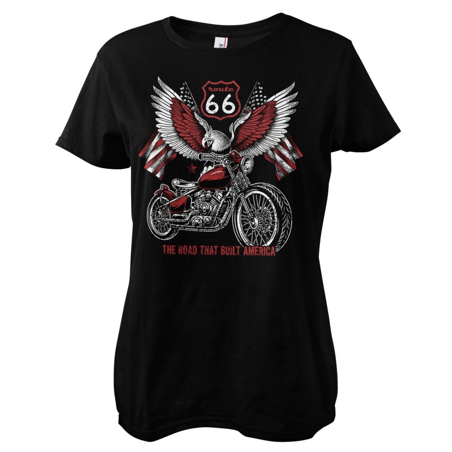 Kvinna Shirtstore | Route 66 - American Eagle Bike Girly Tee Black