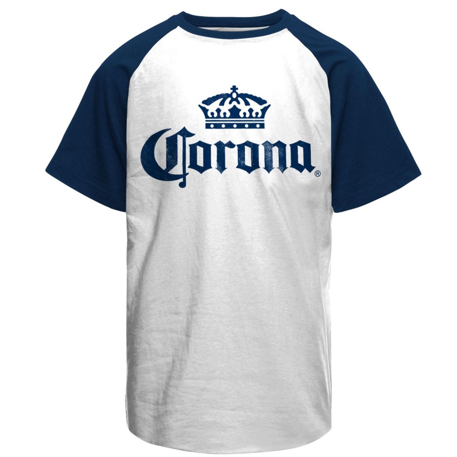 Mann Shirtstore | Corona Washed Logo Baseball T-Shirt White-Navy