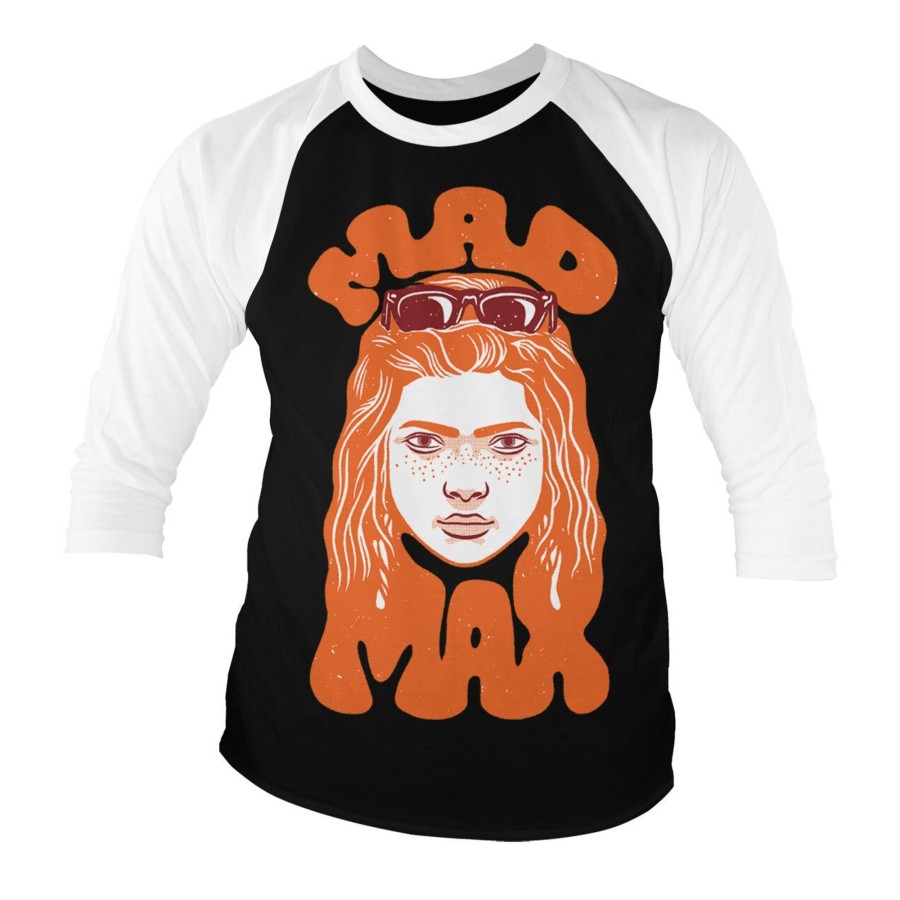 Mann Shirtstore | Stranger Things - Mad Max Baseball 3/4 Sleeve Tee Whiteblack
