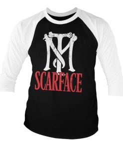 Mann Shirtstore | Scarface Tm Logo Baseball 3/4 Sleeve Tee Whiteblack