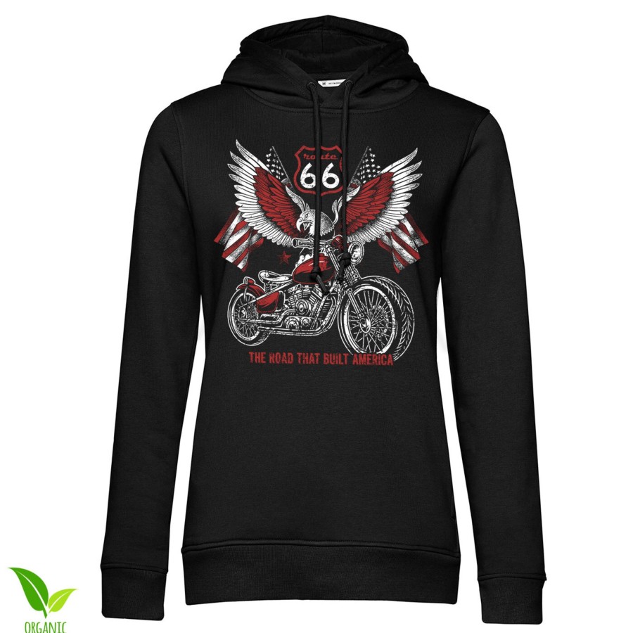 Kvinna Shirtstore | Route 66 - American Eagle Bike Girls Hoodie Black