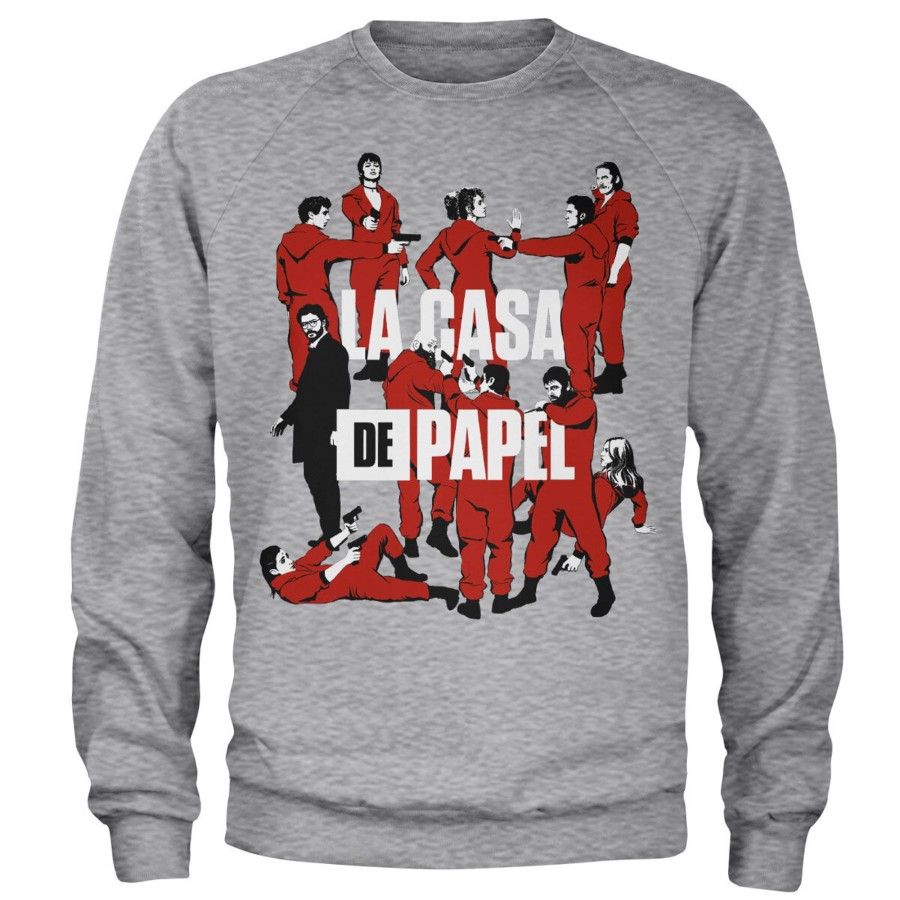 Mann Shirtstore | La Casa De Papel - La Pandilla Sweatshirt Heathergrey