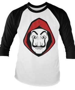 Mann Shirtstore | La Casa De Papel Mask Baseball Long Sleeve Tee Whiteblack