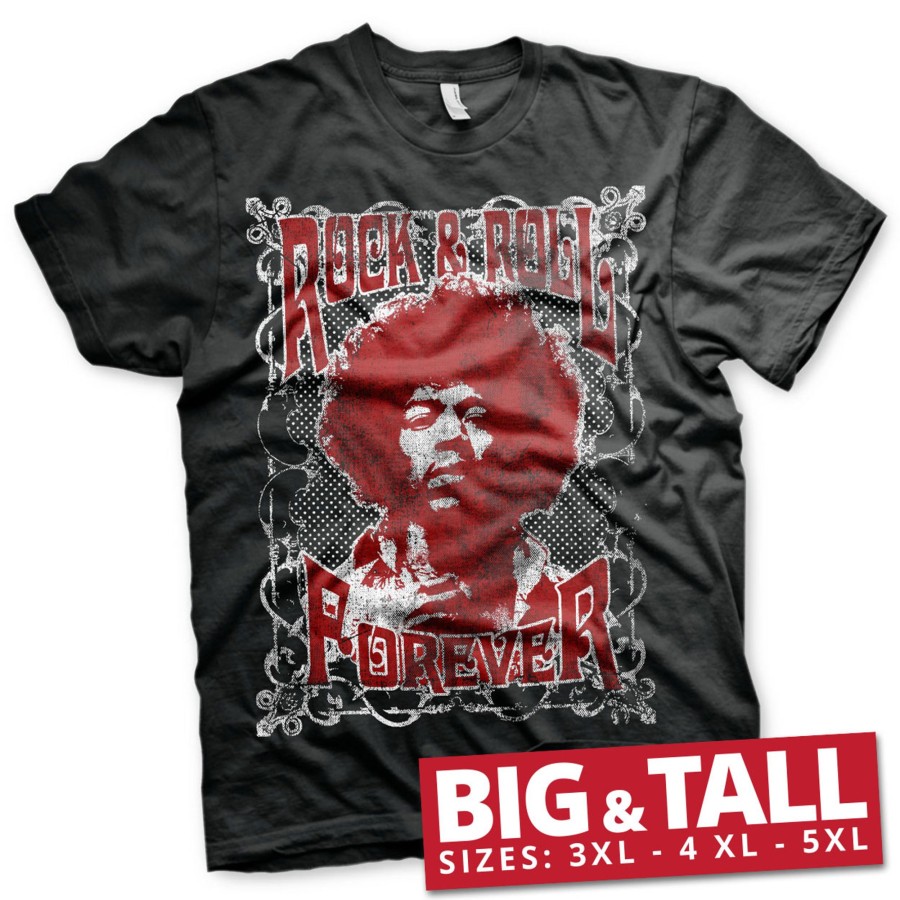 Mann Shirtstore | Jimi Hendrix - Rock 'N Roll Forever Big & Tall T-Shirt Black