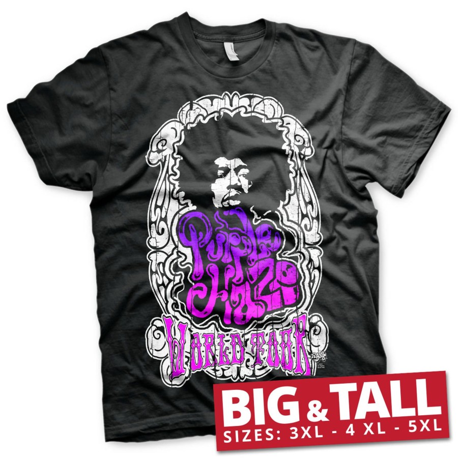 Mann Shirtstore | Jimi Hendrix - Purple Haze World Tour Big & Tall T-Shirt Black